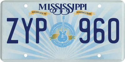 MS license plate ZYP960
