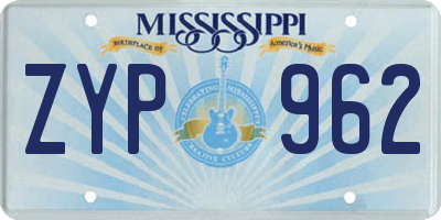 MS license plate ZYP962