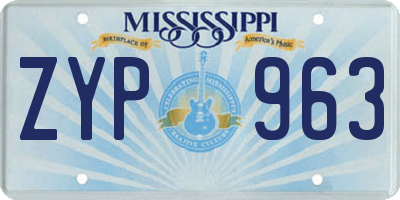 MS license plate ZYP963