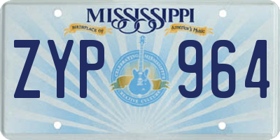 MS license plate ZYP964