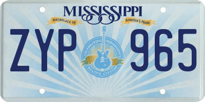 MS license plate ZYP965