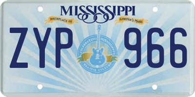 MS license plate ZYP966