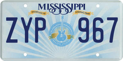MS license plate ZYP967
