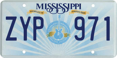 MS license plate ZYP971