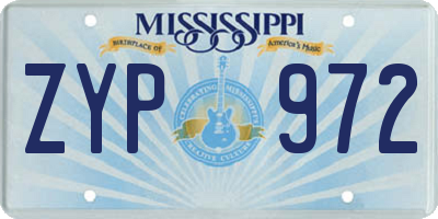 MS license plate ZYP972
