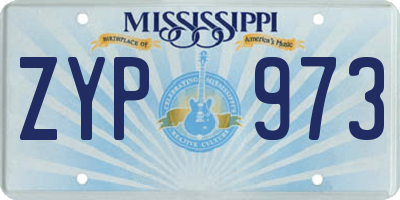 MS license plate ZYP973