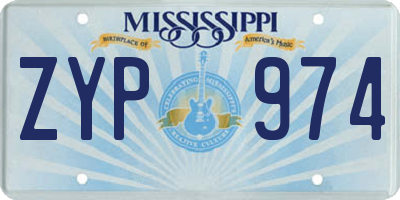 MS license plate ZYP974