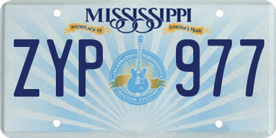 MS license plate ZYP977