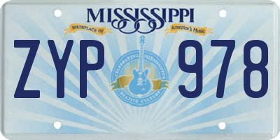MS license plate ZYP978