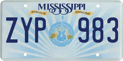 MS license plate ZYP983