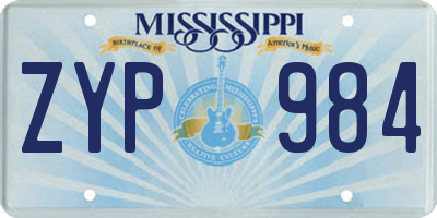 MS license plate ZYP984