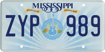 MS license plate ZYP989
