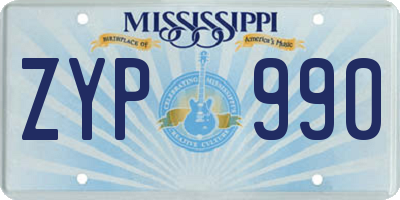 MS license plate ZYP990