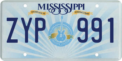 MS license plate ZYP991