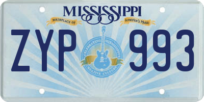 MS license plate ZYP993