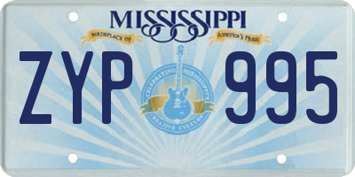 MS license plate ZYP995