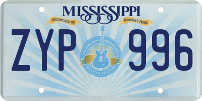 MS license plate ZYP996