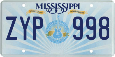 MS license plate ZYP998