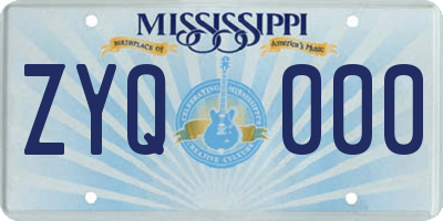 MS license plate ZYQ000