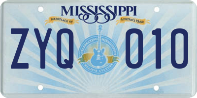 MS license plate ZYQ010