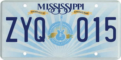 MS license plate ZYQ015