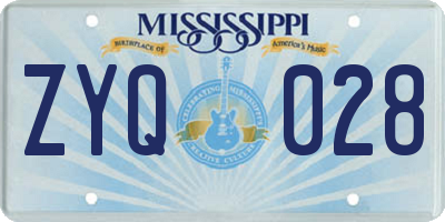 MS license plate ZYQ028