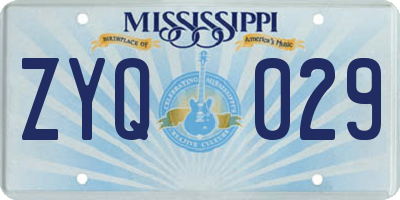 MS license plate ZYQ029
