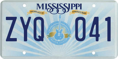 MS license plate ZYQ041