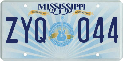 MS license plate ZYQ044