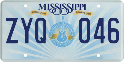 MS license plate ZYQ046