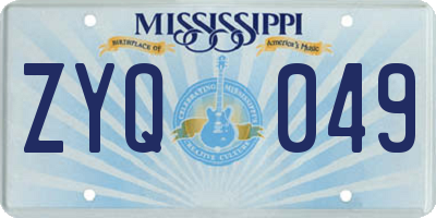 MS license plate ZYQ049