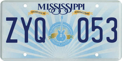 MS license plate ZYQ053