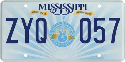 MS license plate ZYQ057