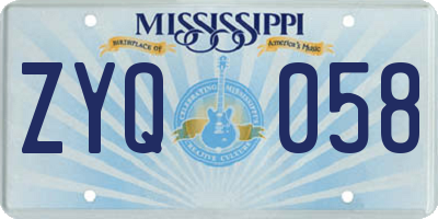 MS license plate ZYQ058