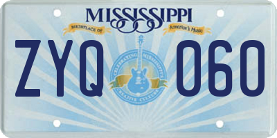 MS license plate ZYQ060