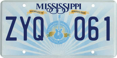 MS license plate ZYQ061