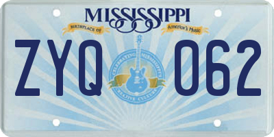 MS license plate ZYQ062