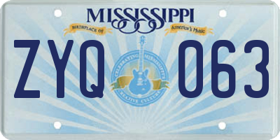 MS license plate ZYQ063