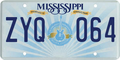MS license plate ZYQ064