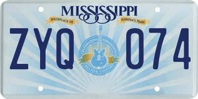 MS license plate ZYQ074