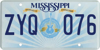 MS license plate ZYQ076