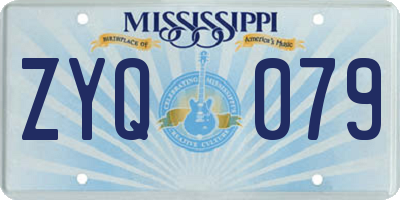MS license plate ZYQ079