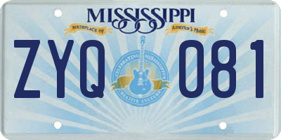 MS license plate ZYQ081