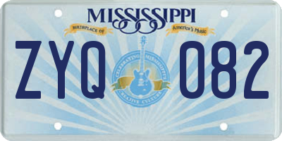 MS license plate ZYQ082