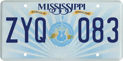 MS license plate ZYQ083