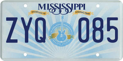 MS license plate ZYQ085