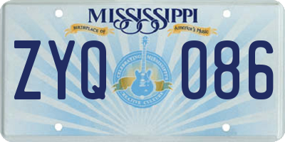 MS license plate ZYQ086