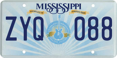 MS license plate ZYQ088