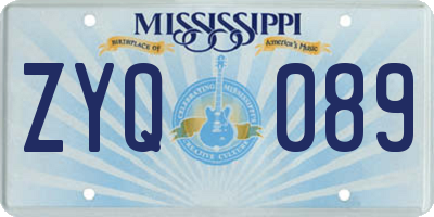 MS license plate ZYQ089
