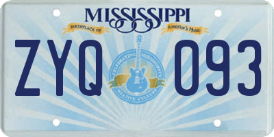 MS license plate ZYQ093